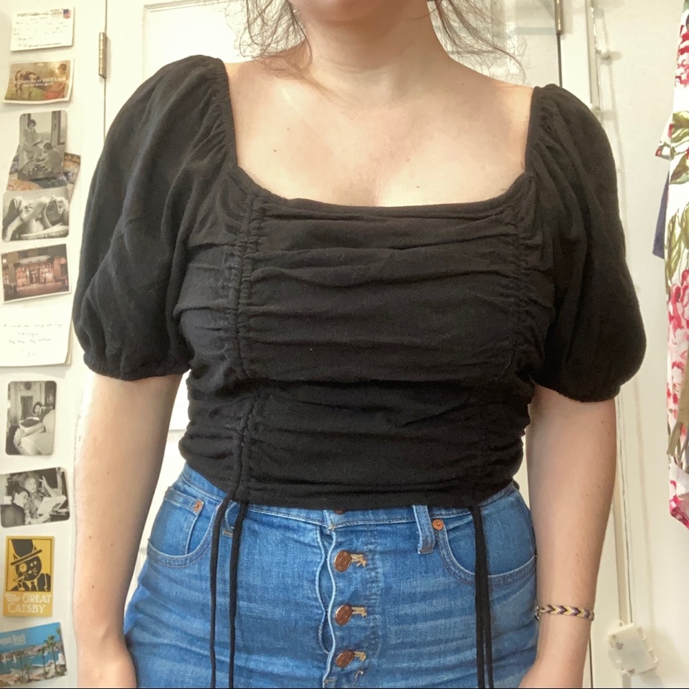 Wild Fable Puff Sleeve Draw String Blouse